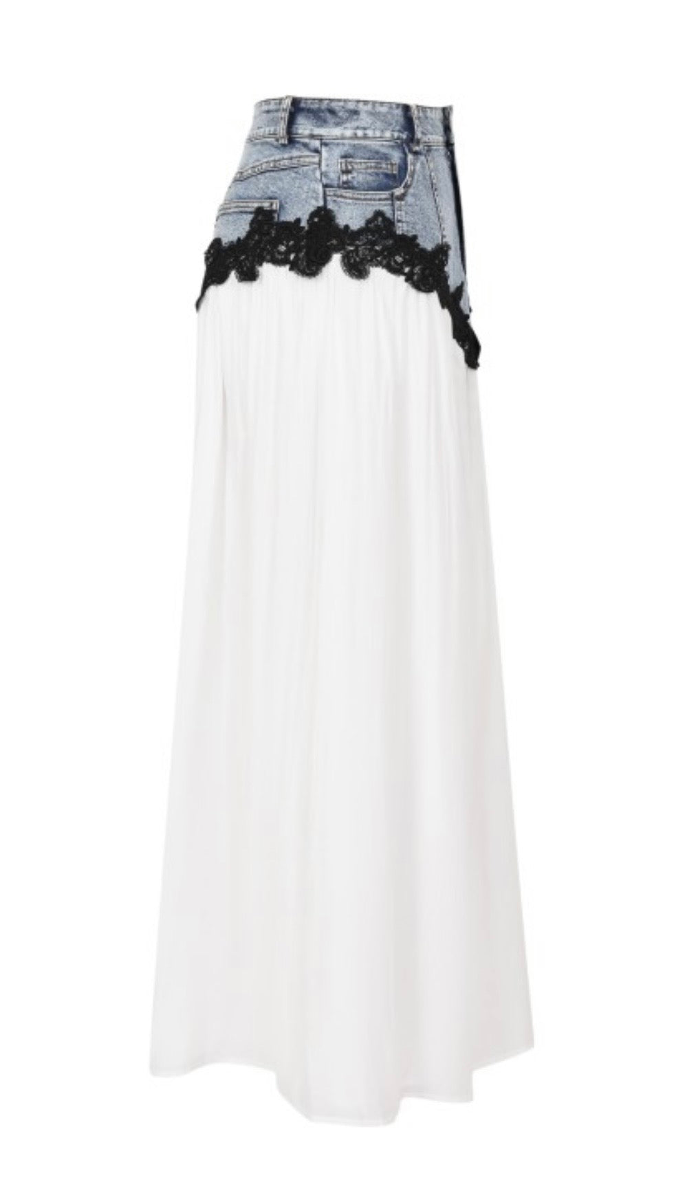 Denim Contrast Maxi Skirt