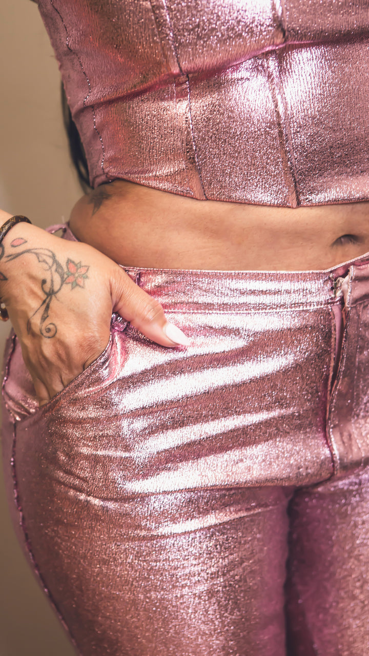 Metallic Pink Tube Top & Pants