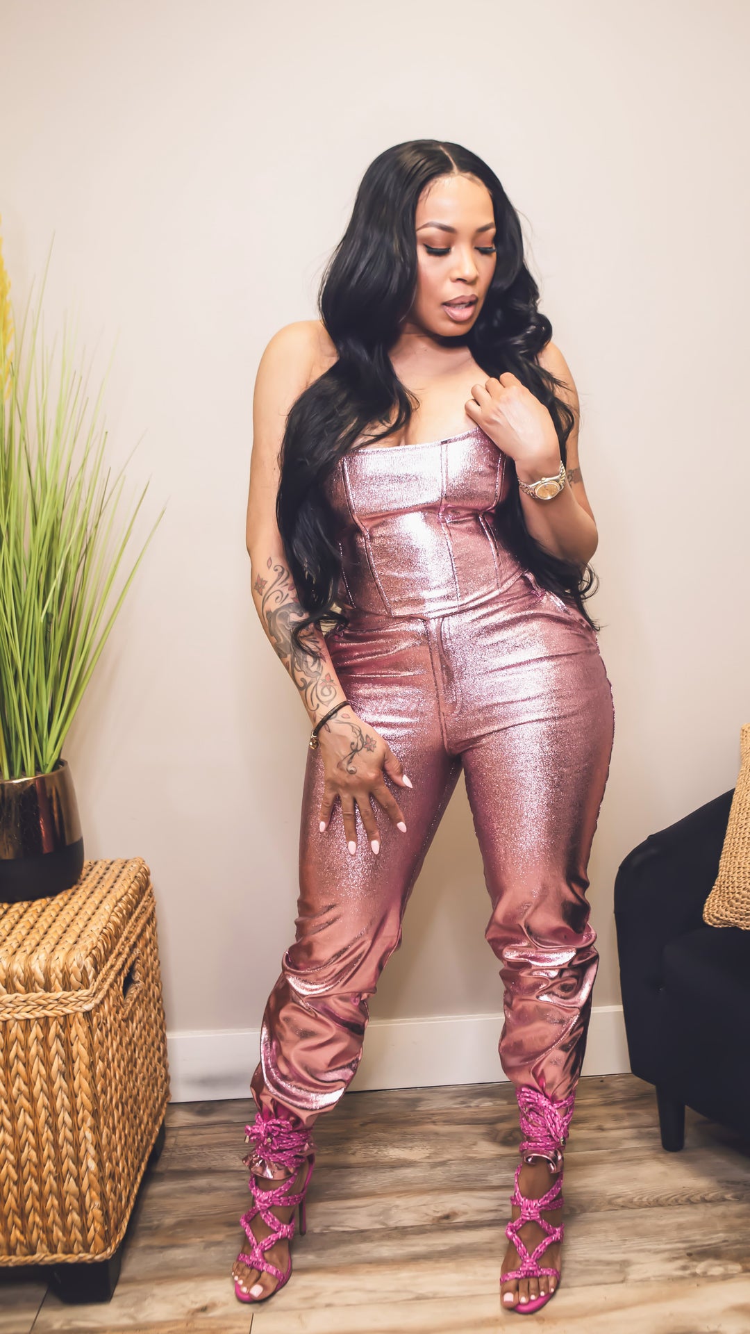 Metallic Pink Tube Top & Pants