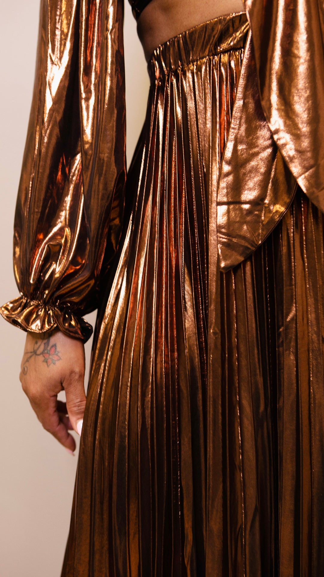 Gold Metallic Ruffled Skirt & Top